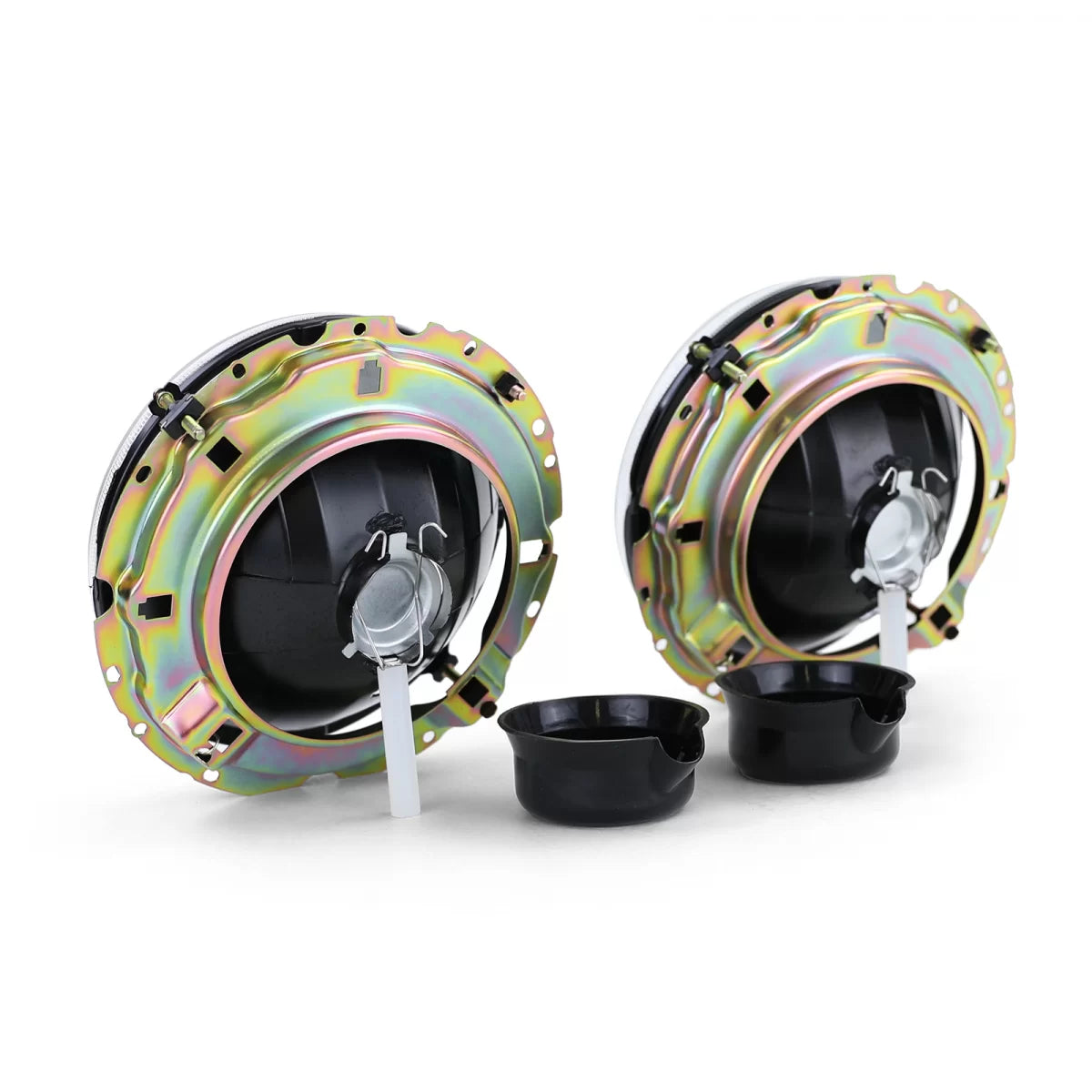 Fari Anteriori Vetro Chiaro H4 Cromati per Volkswagen Caddy I 82-92 e Jetta