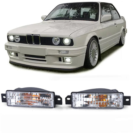 Fanali Indicatori Bianchi con Luce Posizione e Lampadine per BMW Serie 3 E30