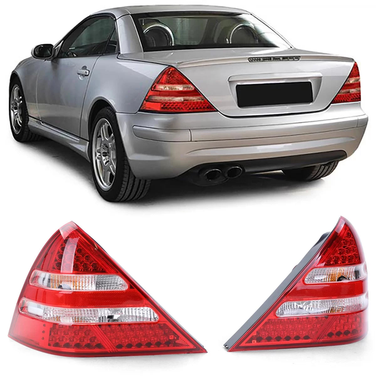 Fanali Posteriori LED Rossi Trasparenti Coppia per Mercedes SLK R170 96-04