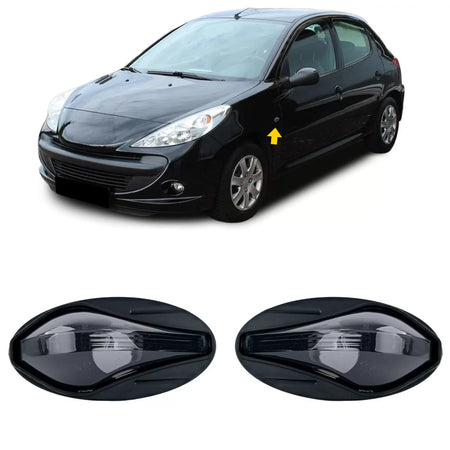 Fanale Freccia Laterale Vetro Trasparente Nero per Peugeot 107 206 Sw Cc 307