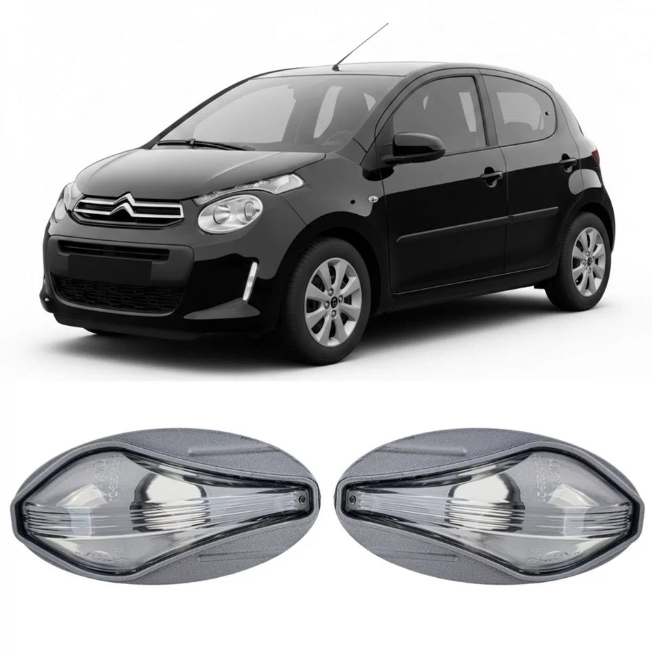Fanale Freccia Laterale Vetro Trasparente Cromato per Citroën C1 C2 C3 C4 C5
