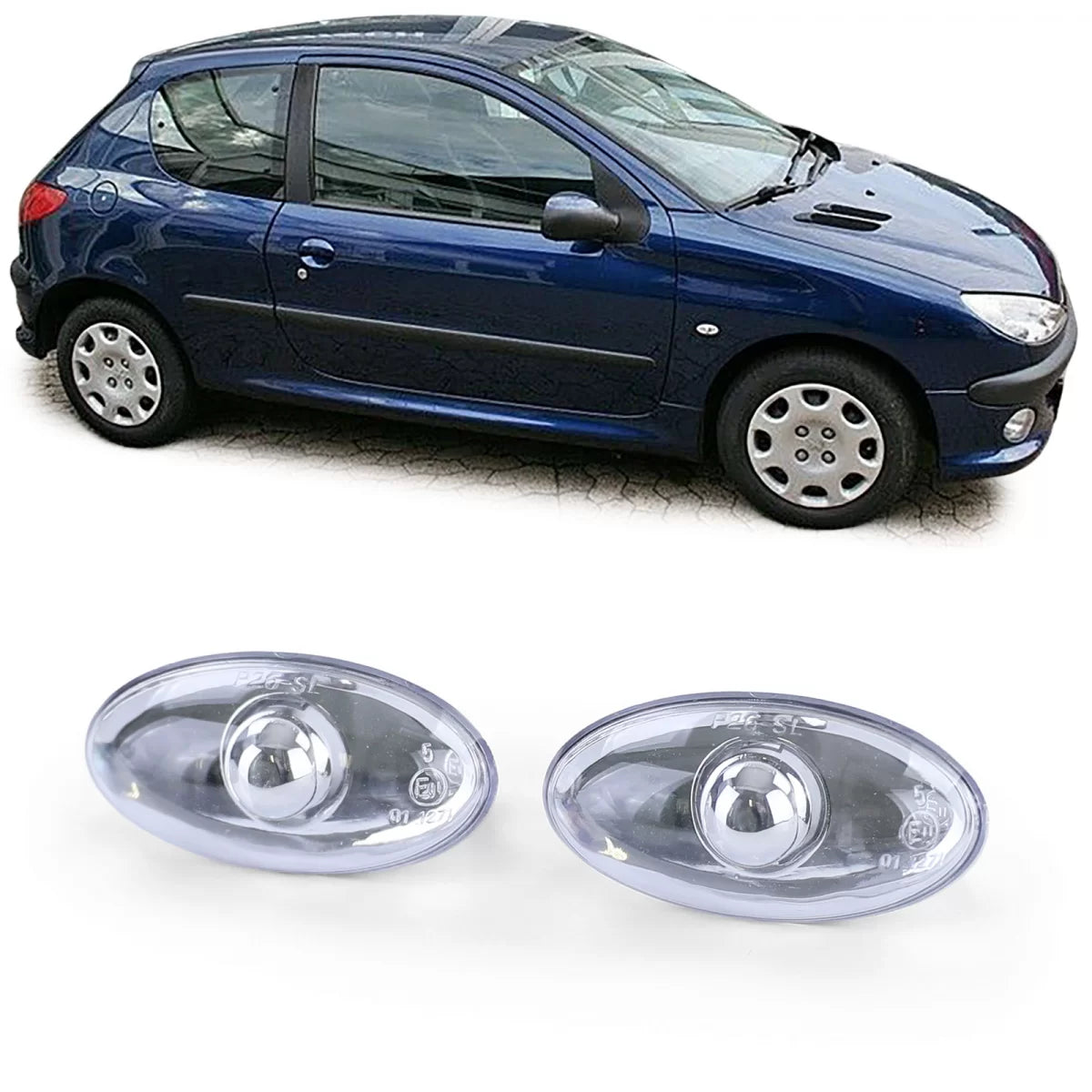 Fanale Freccia Laterale Trasparente Cromato per Peugeot 107 206 Sw Cc 307 407
