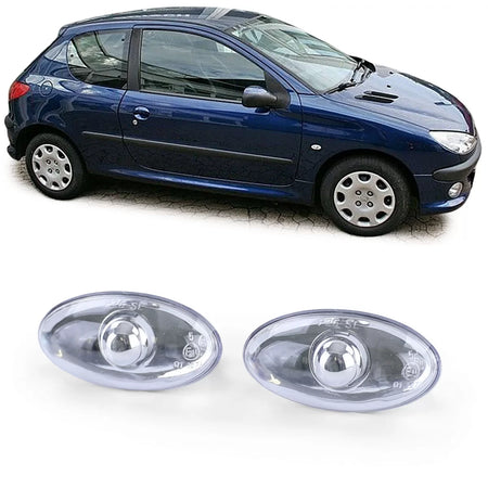 Fanale Freccia Laterale Trasparente Cromato per Peugeot 107 206 Sw Cc 307 407