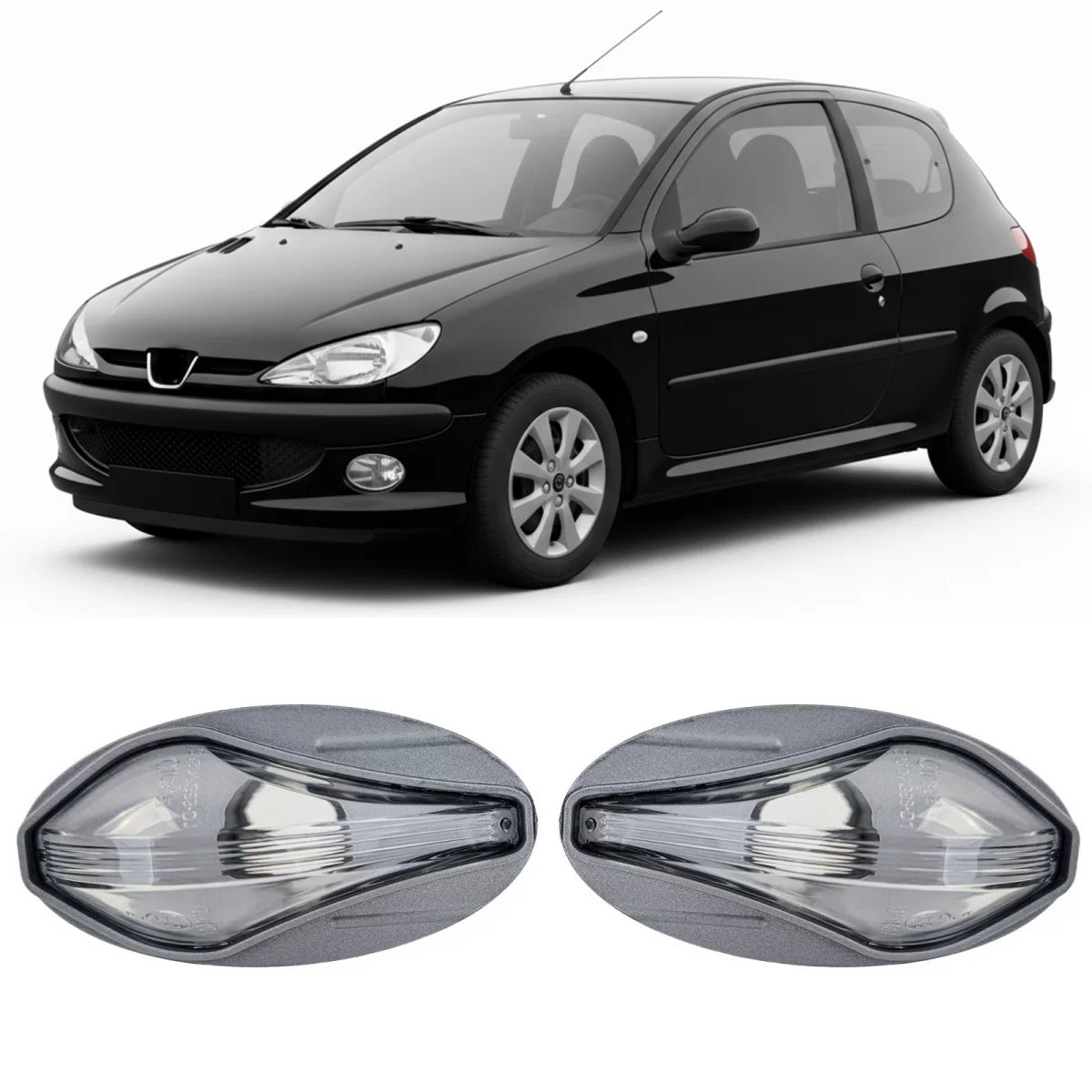 Fanali Indicatori Laterali Trasparenti Cromati per Peugeot 107 206 307 407 607