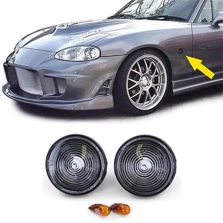 Fanali Indicatori Laterali Vetro Trasparente Fumo Nero per Mazda Mx-5 Na Nb