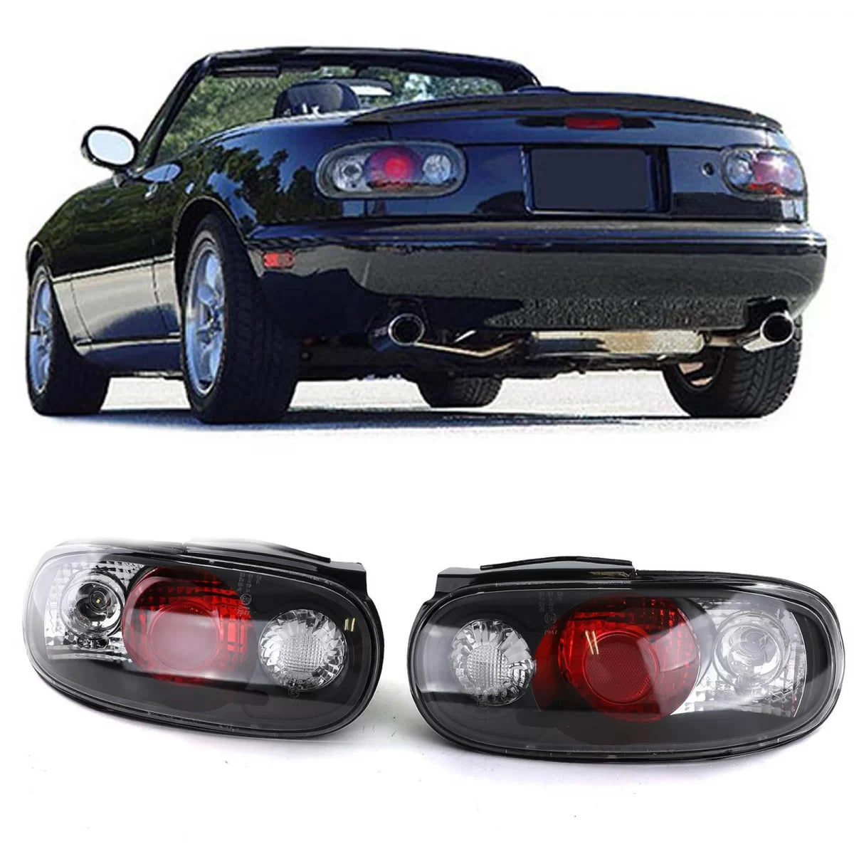 Fanali Posteriori Trasparenti Neri per Mazda MX5 Na 89-98