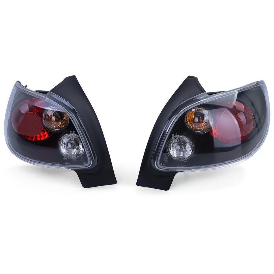 Fanali Posteriori Vetro Trasparente Neri per Peugeot 206 3 e 5 Porte 98-09
