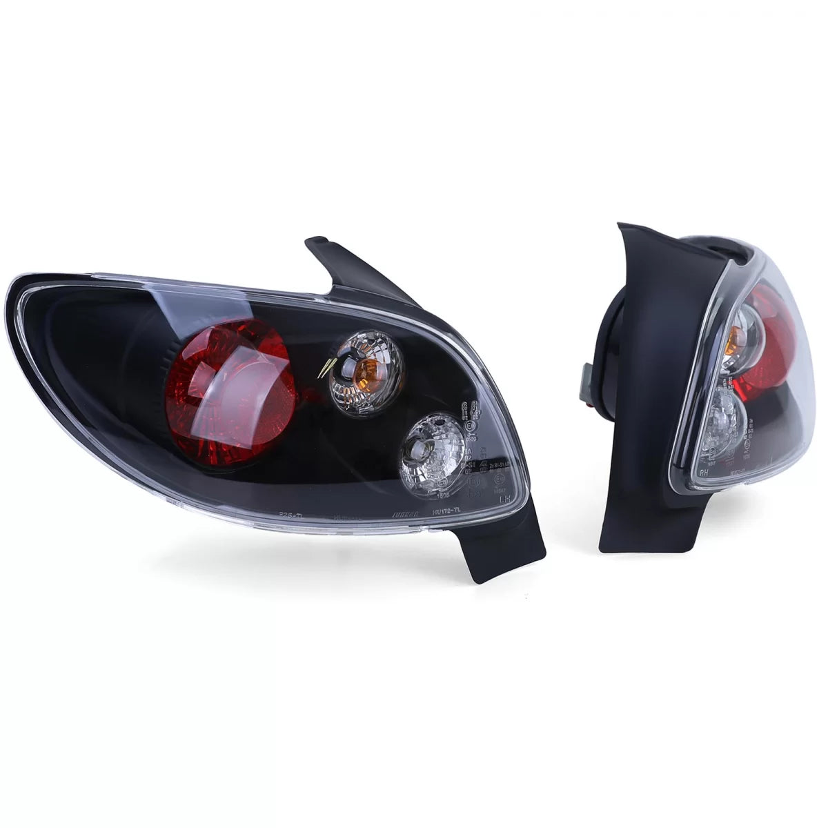 Fanali Posteriori Vetro Trasparente Neri per Peugeot 206 3 e 5 Porte 98-09