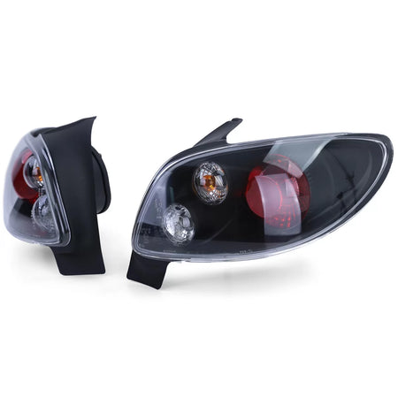 Fanali Posteriori Vetro Trasparente Neri per Peugeot 206 3 e 5 Porte 98-09