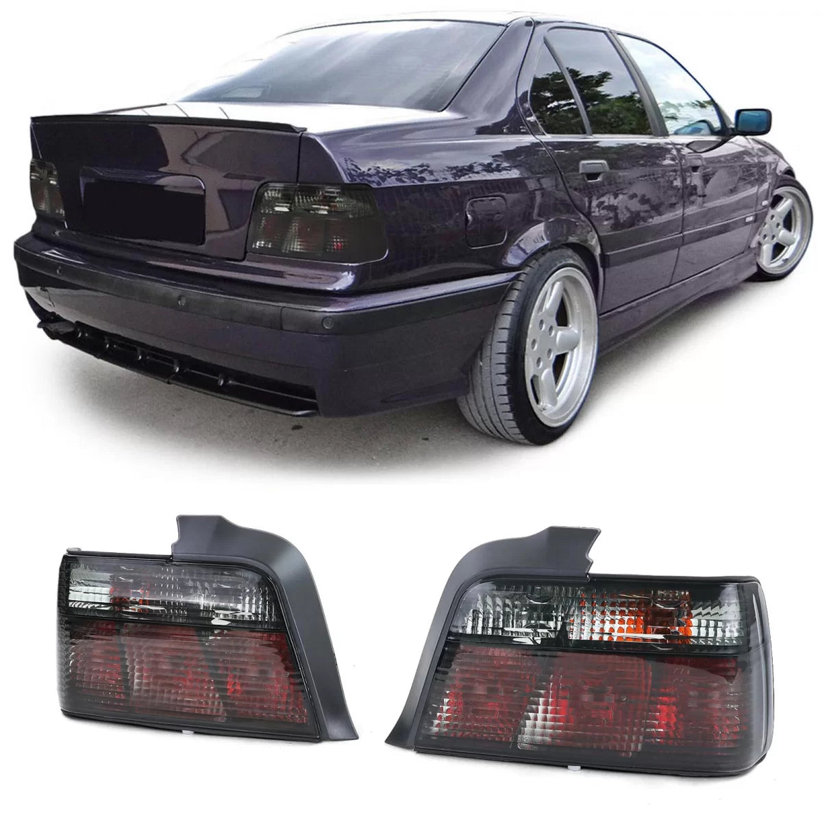 Fanali Posteriori Vetro Chiaro Fumo Nero per BMW Serie 3 E36 Berlina 1990-1999