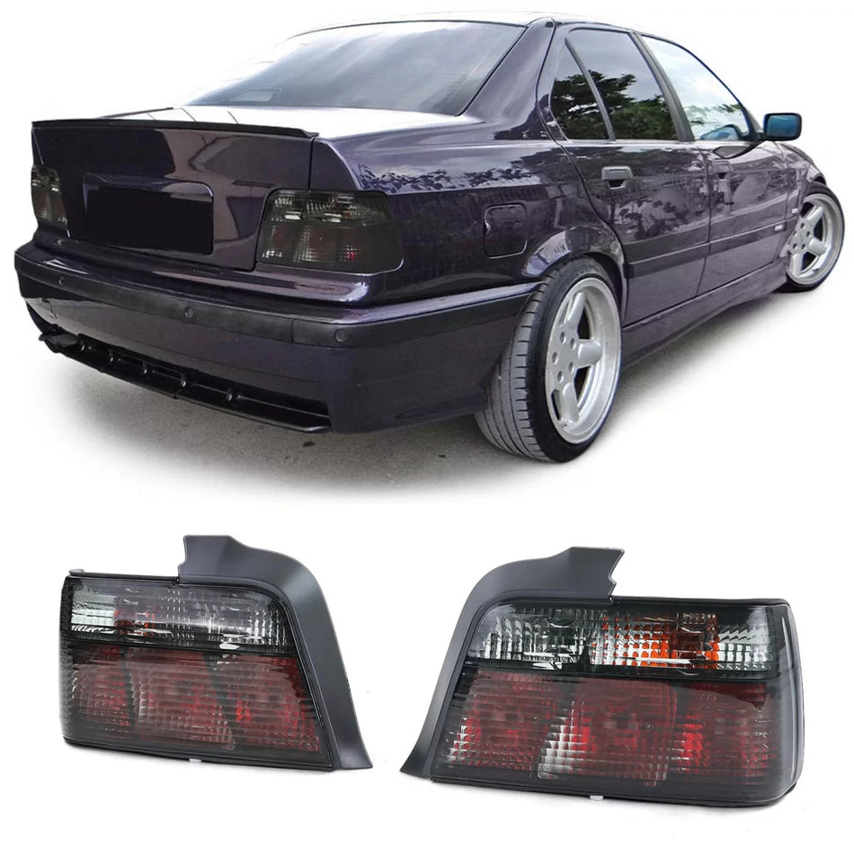 Fanali Posteriori Vetro Chiaro Fumo Nero per BMW Serie 3 E36 Berlina 1990-1999
