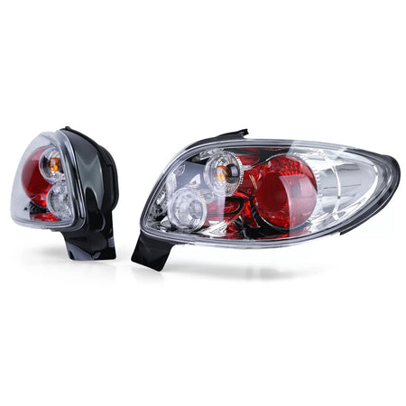 Fanali Posteriori Vetro Trasparente Cromato per Peugeot 206 Cc 00-08