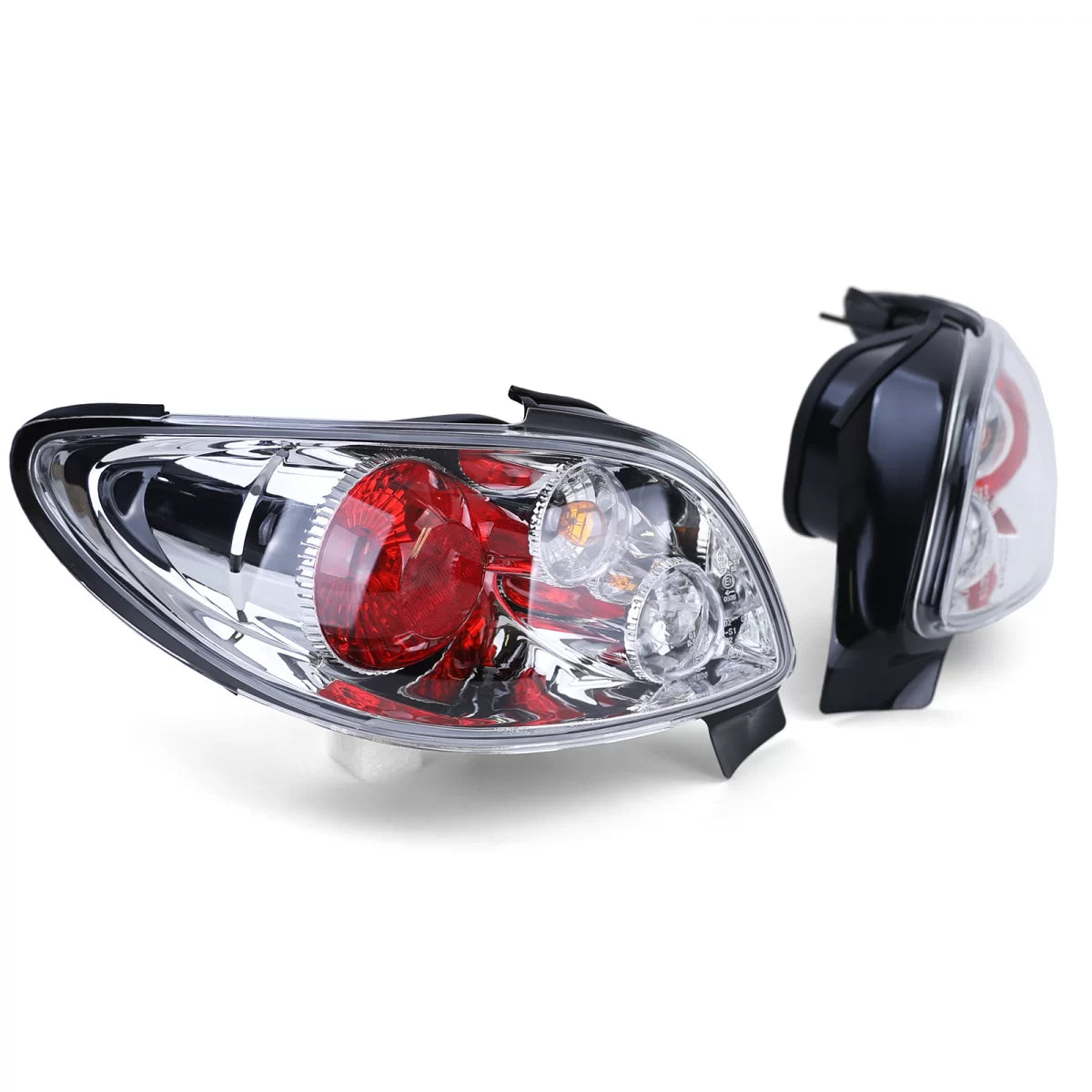 Fanali Posteriori Vetro Trasparente Cromato per Peugeot 206 Cc 00-08