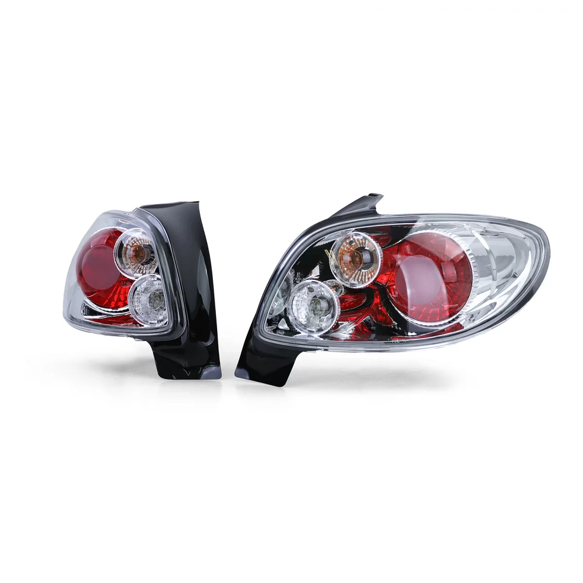 Fanali Posteriori Vetro Chiaro Cromati per Peugeot 206 3 e 5 Porte 98-09