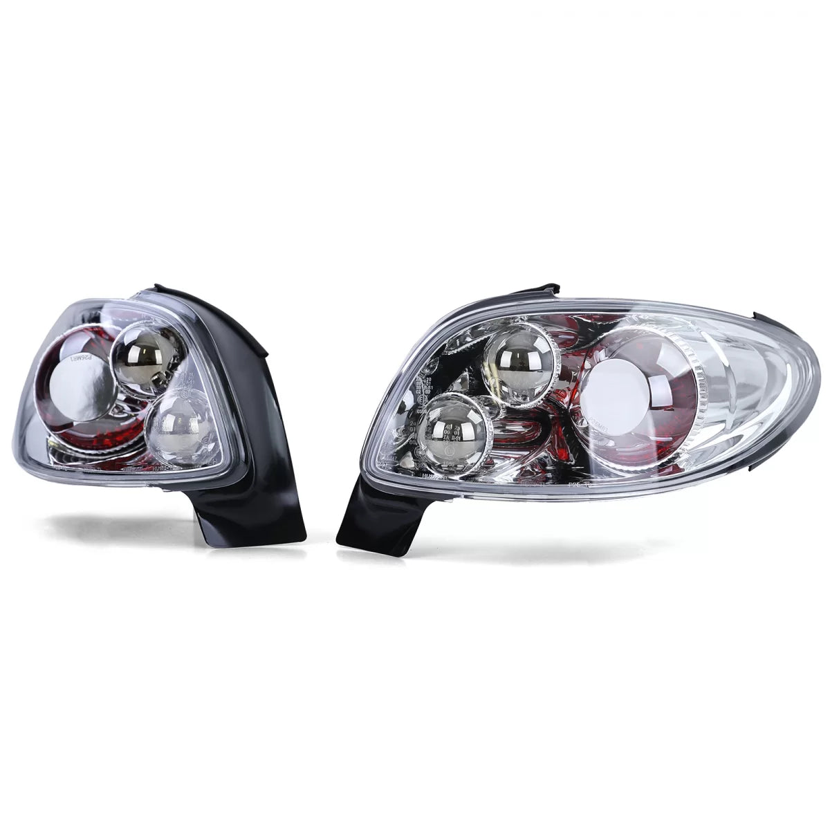 Fanali Posteriori Vetro Trasparente Cromati per Peugeot 206 Cc 00-08