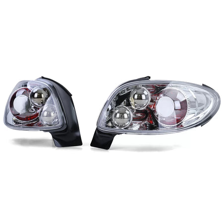 Fanali Posteriori Vetro Trasparente Cromati per Peugeot 206 Cc 00-08