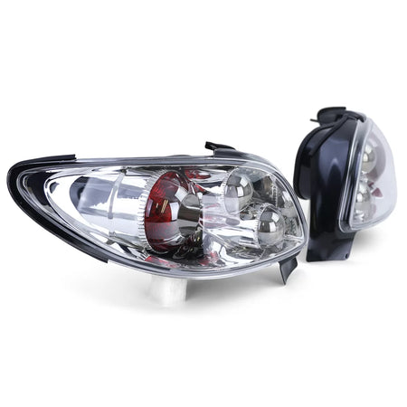 Fanali Posteriori Vetro Trasparente Cromati per Peugeot 206 Cc 00-08