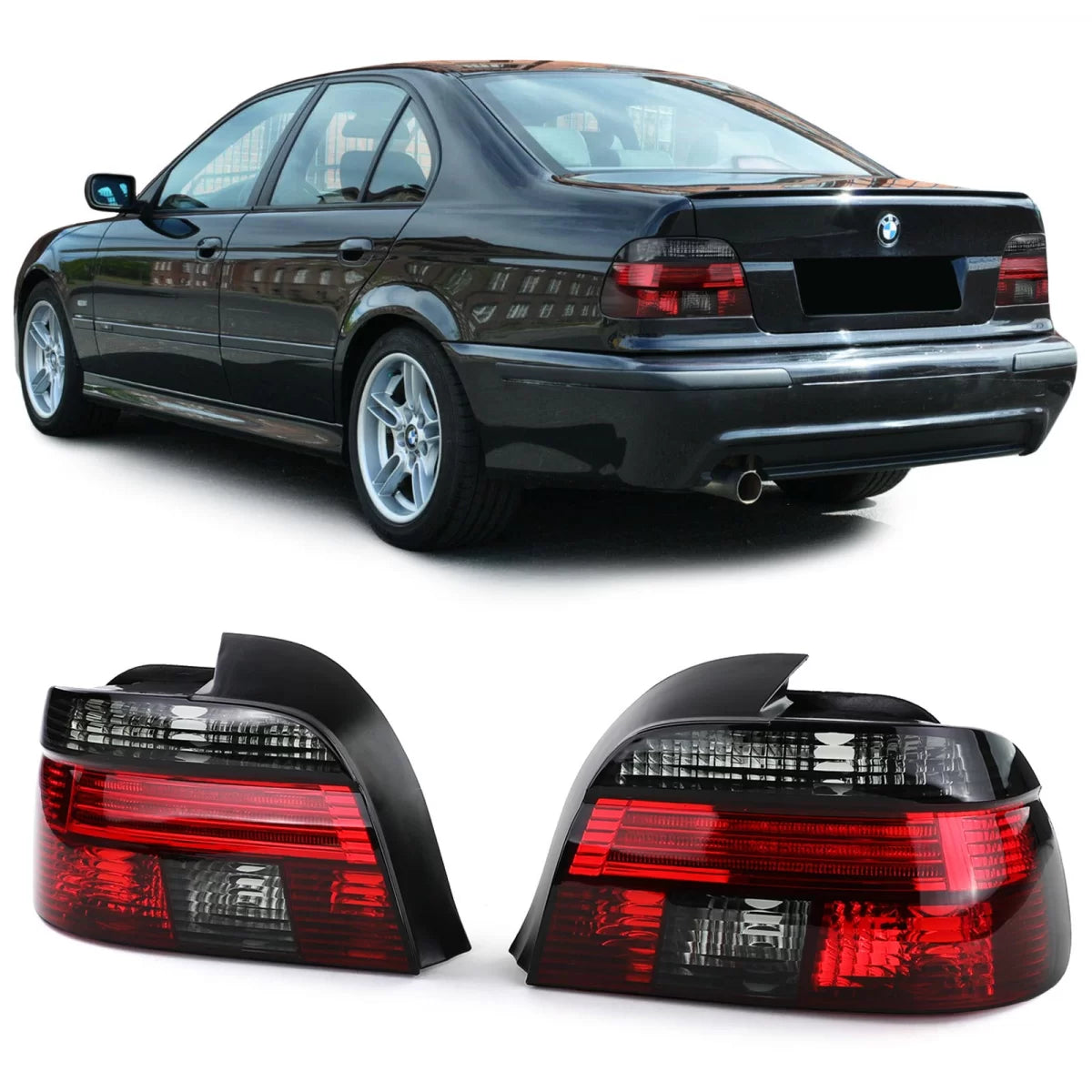 Fanali Posteriori Trasparenti Rossi Neri per BMW Serie 5 E39 Berlina 95-00