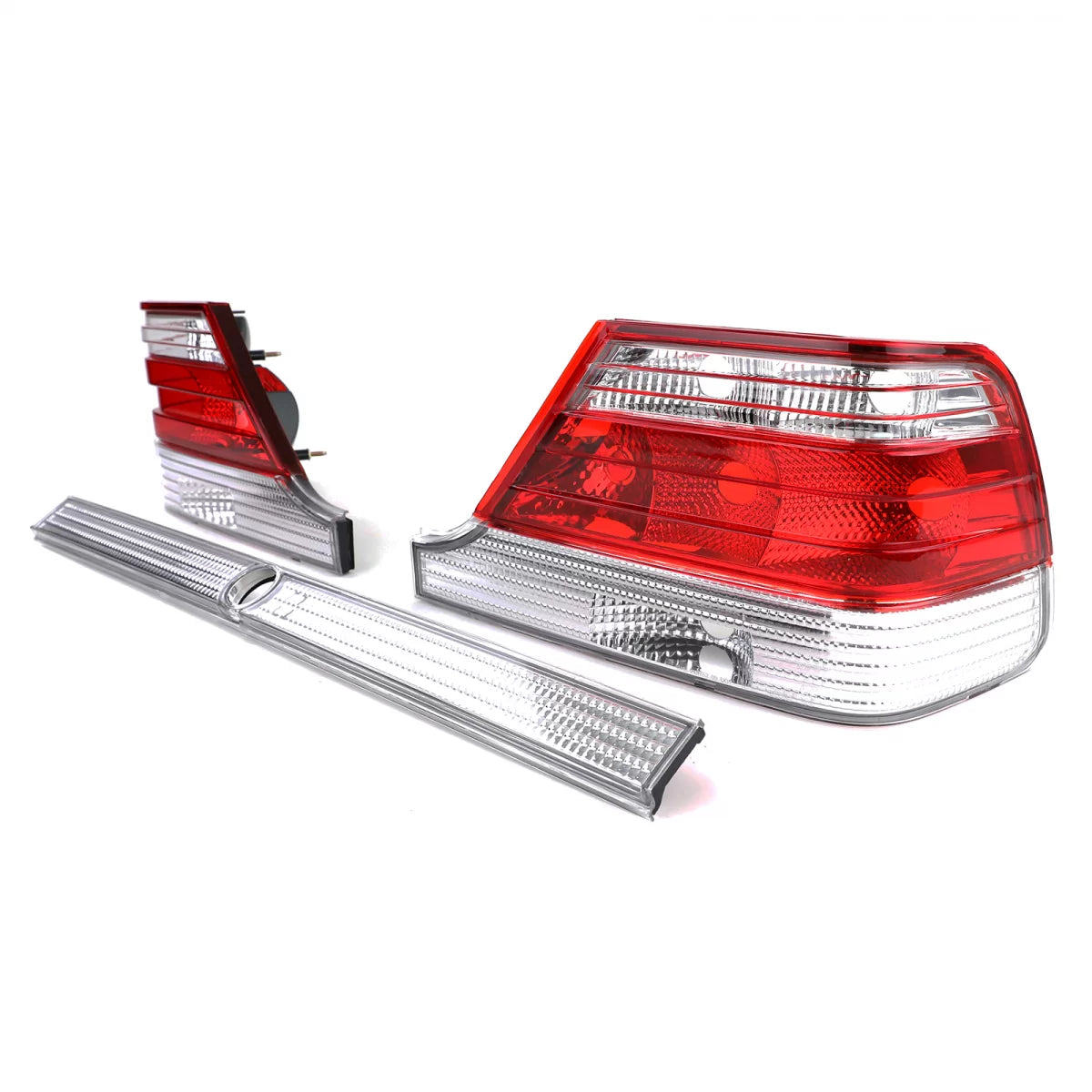 Fanali Posteriori Trasparenti con Fascia Rossa per Mercedes Classe S W140 94-98
