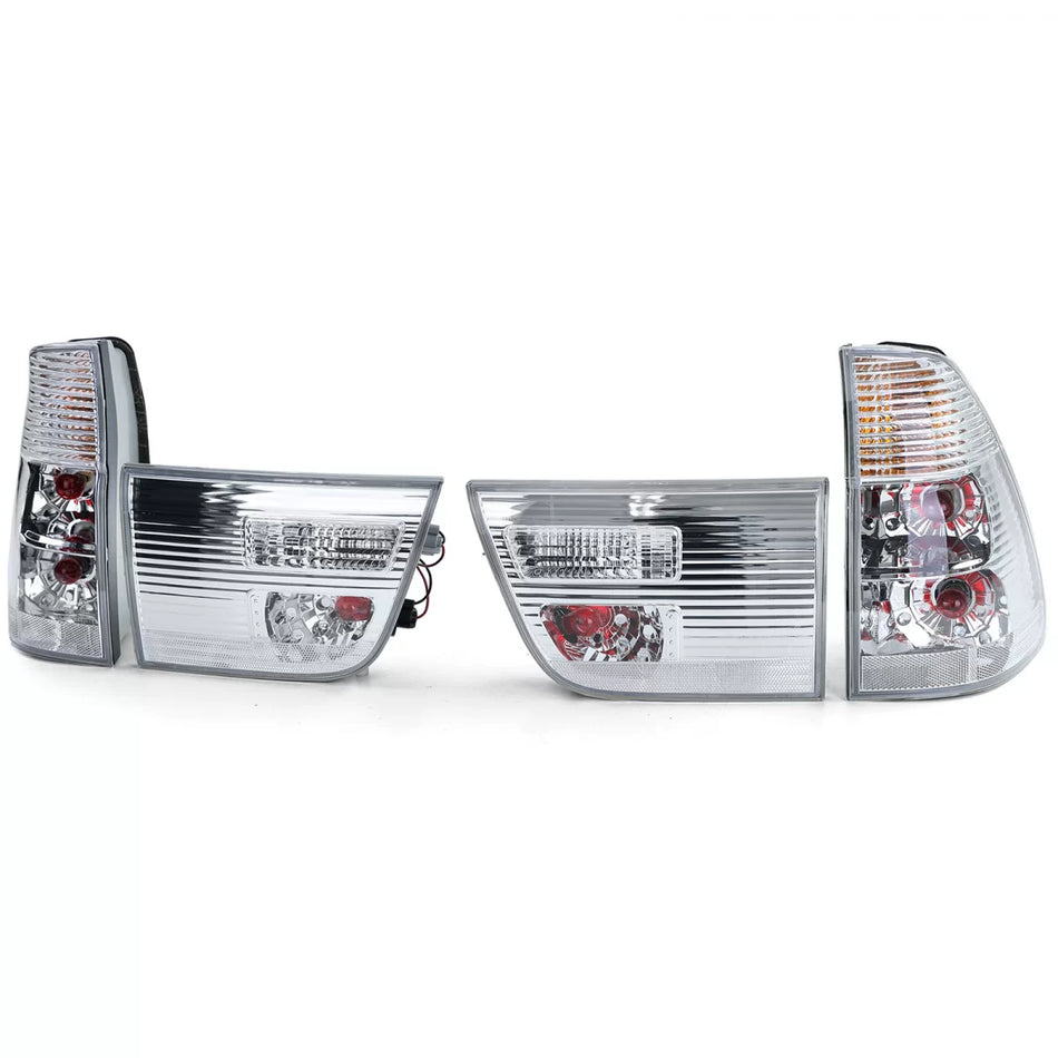 Fanali Posteriori Vetro Trasparente Cromato per BMW X5 E53 99-03 Pre-facelift