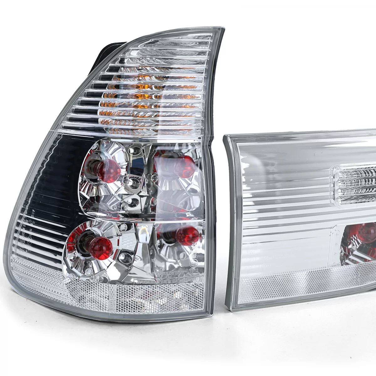 Fanali Posteriori Vetro Trasparente Cromato per BMW X5 E53 99-03 Pre-facelift
