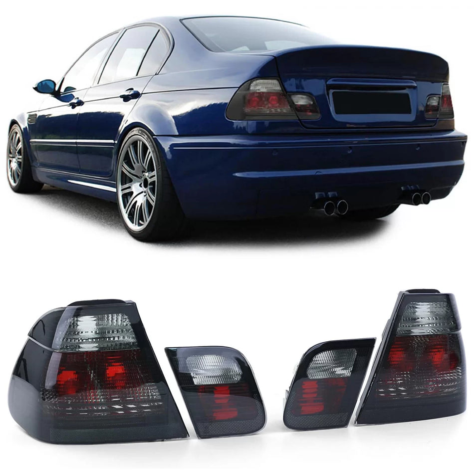 Fanali Posteriori Vetro Trasparente Fumé Nero per BMW E46 Berlina 98-01
