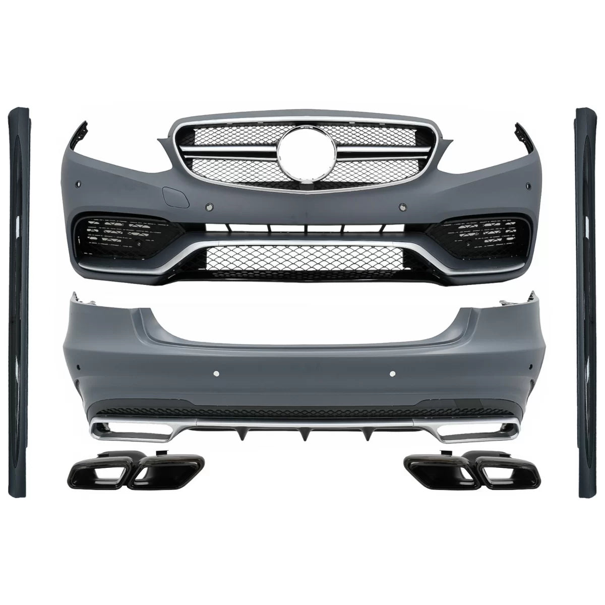 Body Kit Completo con Terminali Neri per Mercedes Classe E W212 Facelift