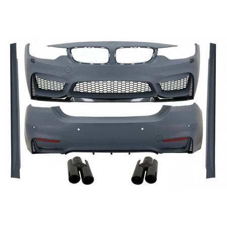 Body Kit Completo con Terminali Scarico Nero Lucido M4 per BMW Serie 4 F32 F33