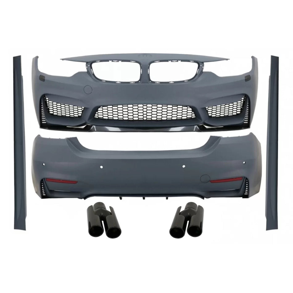 Body Kit Completo con Terminali Scarico Nero Lucido M4 per BMW Serie 4 F32 F33