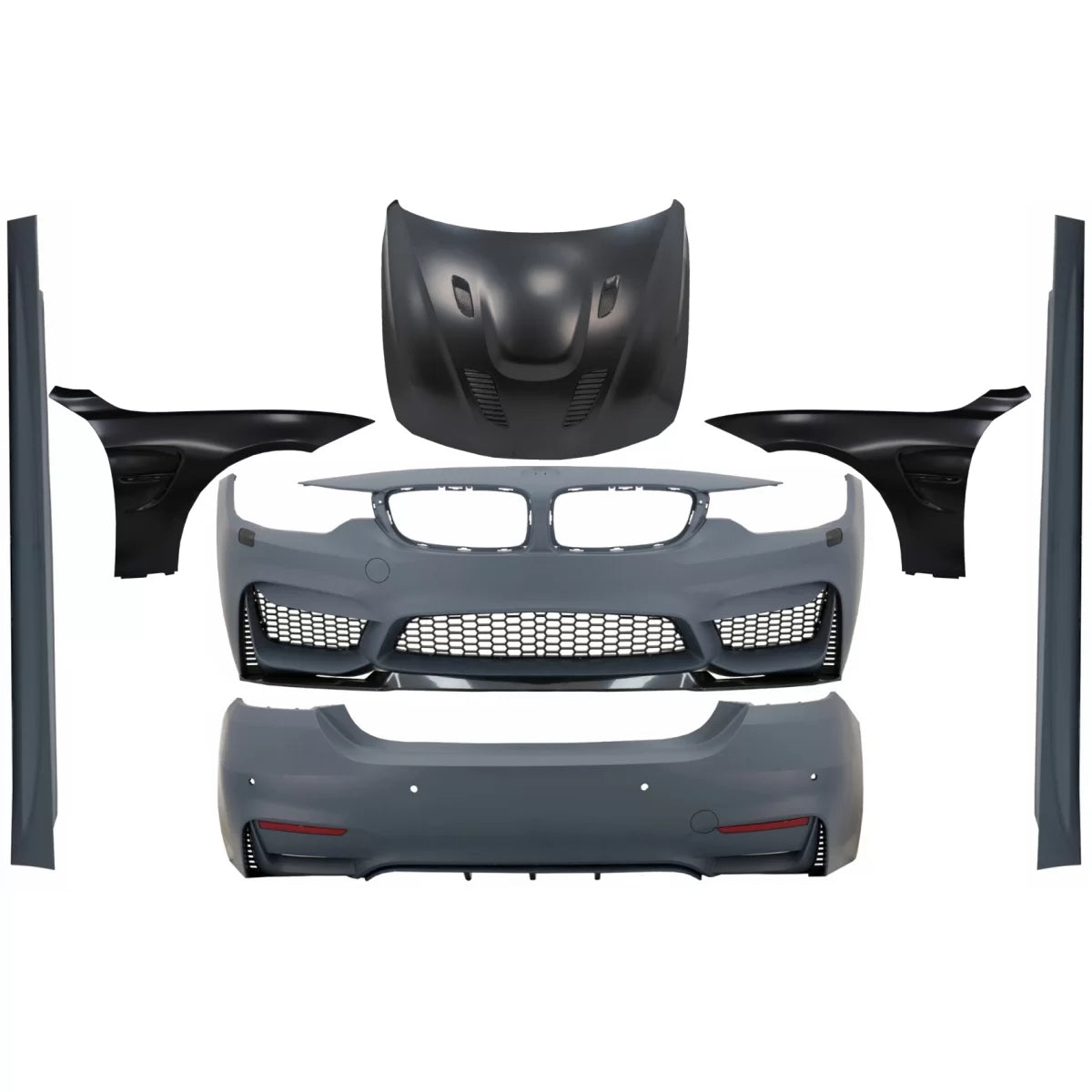 Body Kit Completo con Cofano e Parafanghi Anteriori Nero per BMW Serie 4 F32