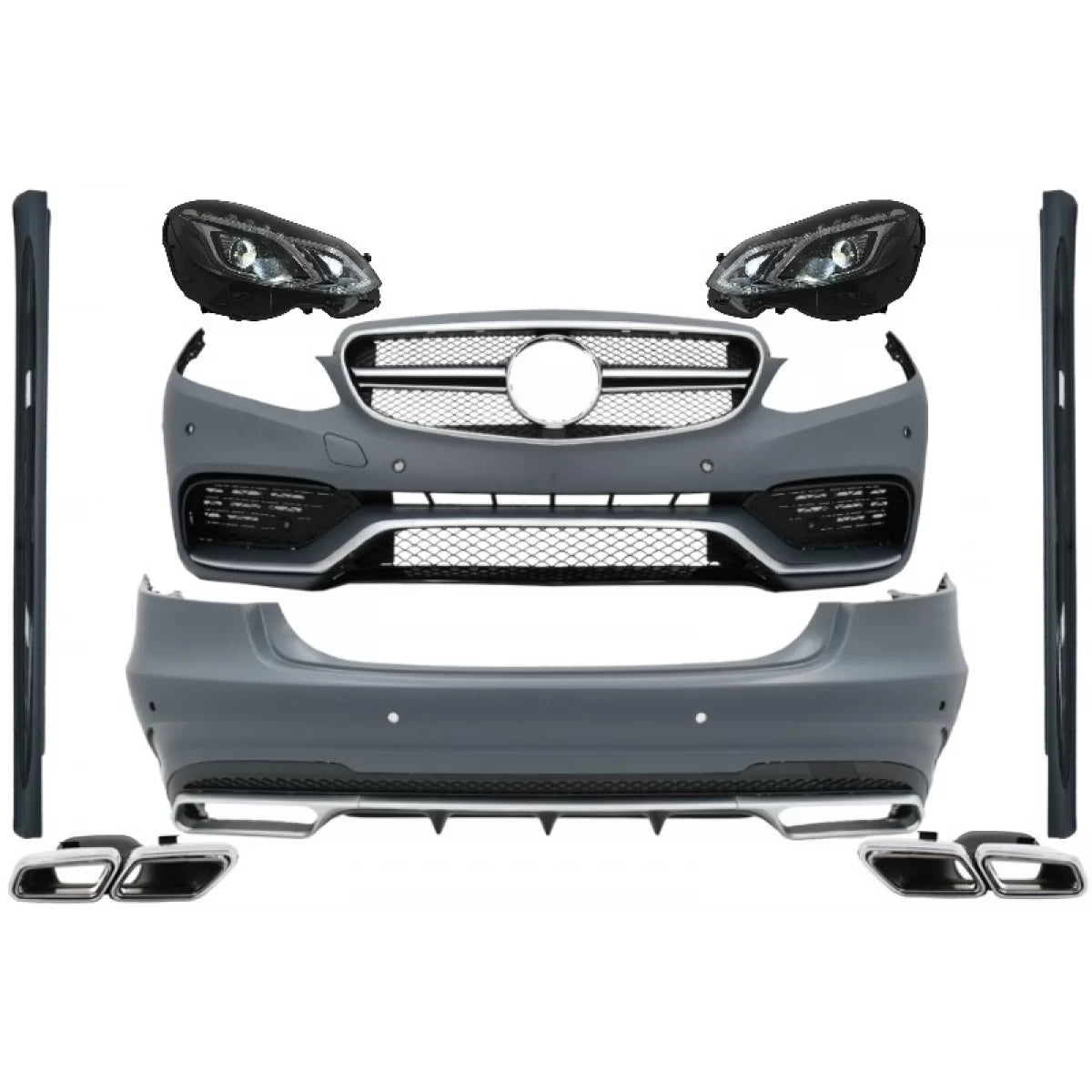 Kit Completo Paraurti con Scarico e Fari LED Xenon per Mercedes Classe E W212