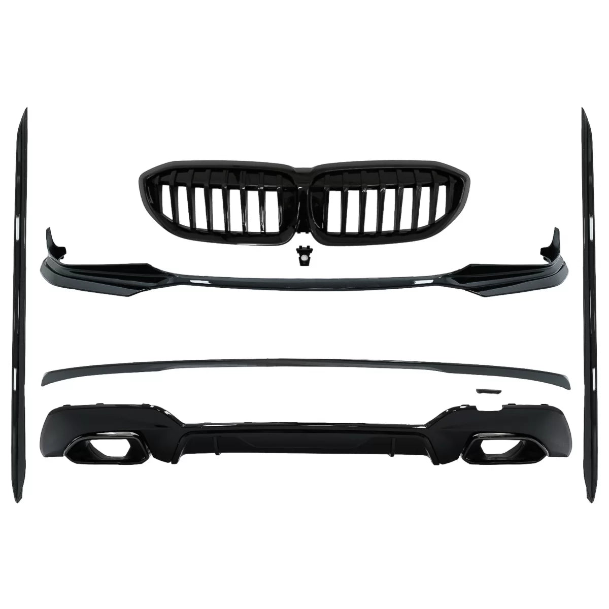 Kit Completo Estensioni Paraurti Posteriori Nero M340I per BMW Serie 3 G20