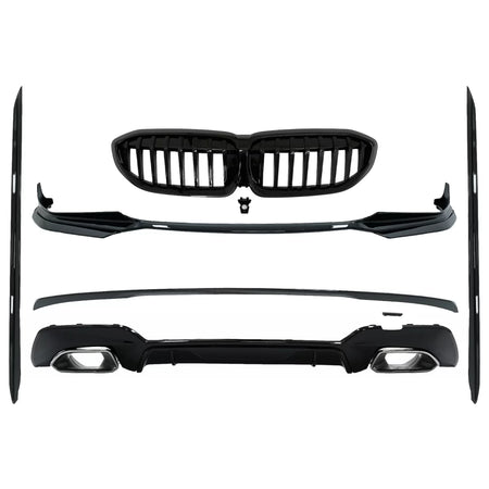 Kit Estensioni Paraurti Completo con Terminali Argento per BMW Serie 3 G20