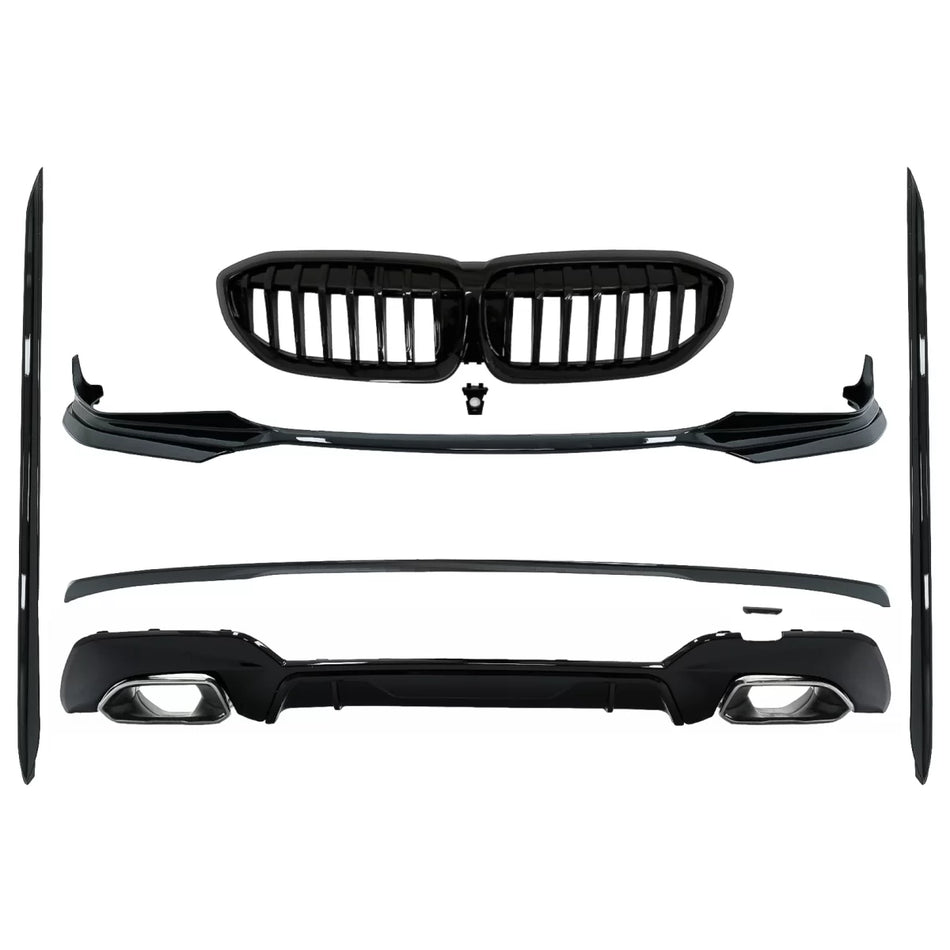 Kit Estensioni Paraurti Completo con Terminali Argento per BMW Serie 3 G20