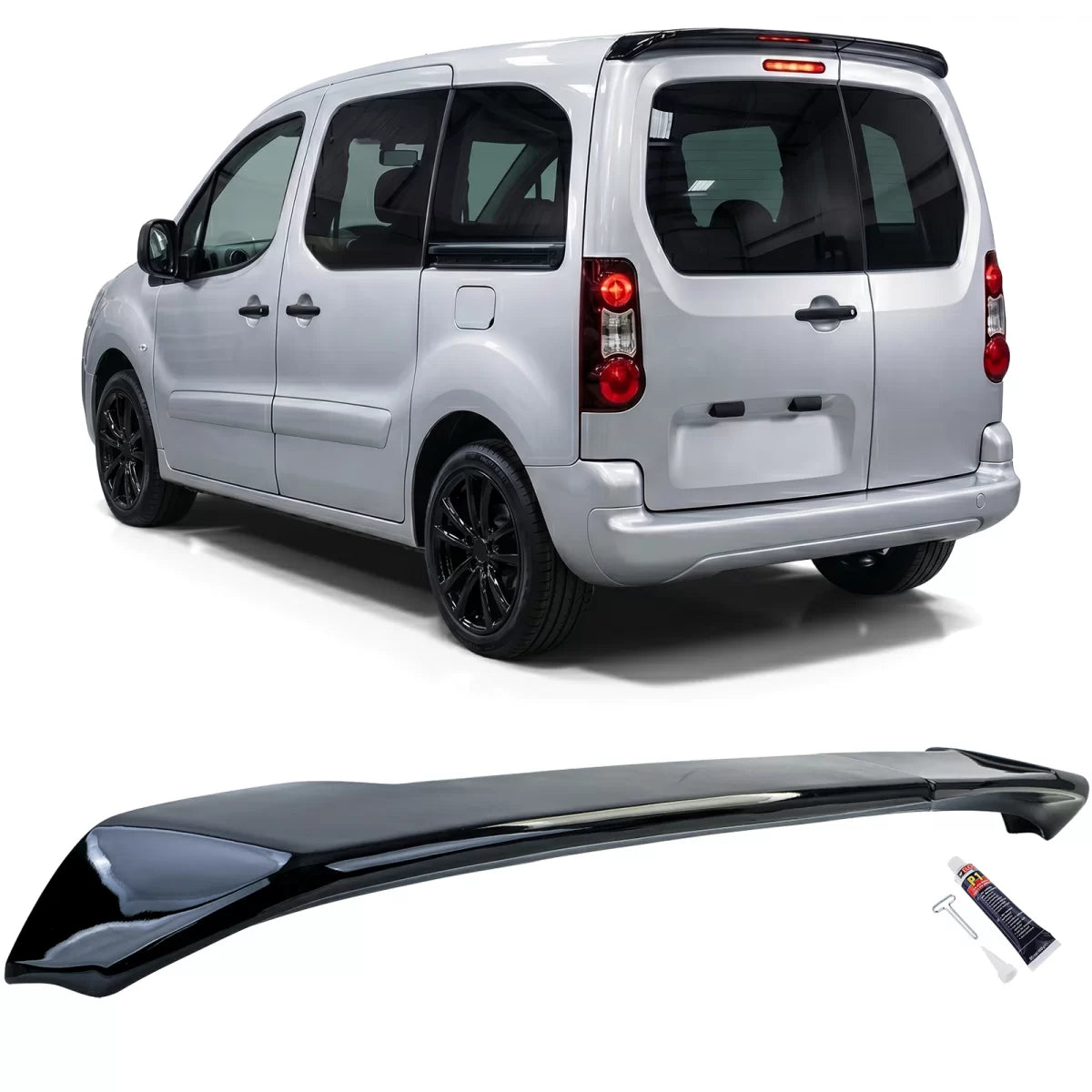 Spoiler Tetto Posteriore Nero Lucido per Peugeot Partner Citroen Berlingo