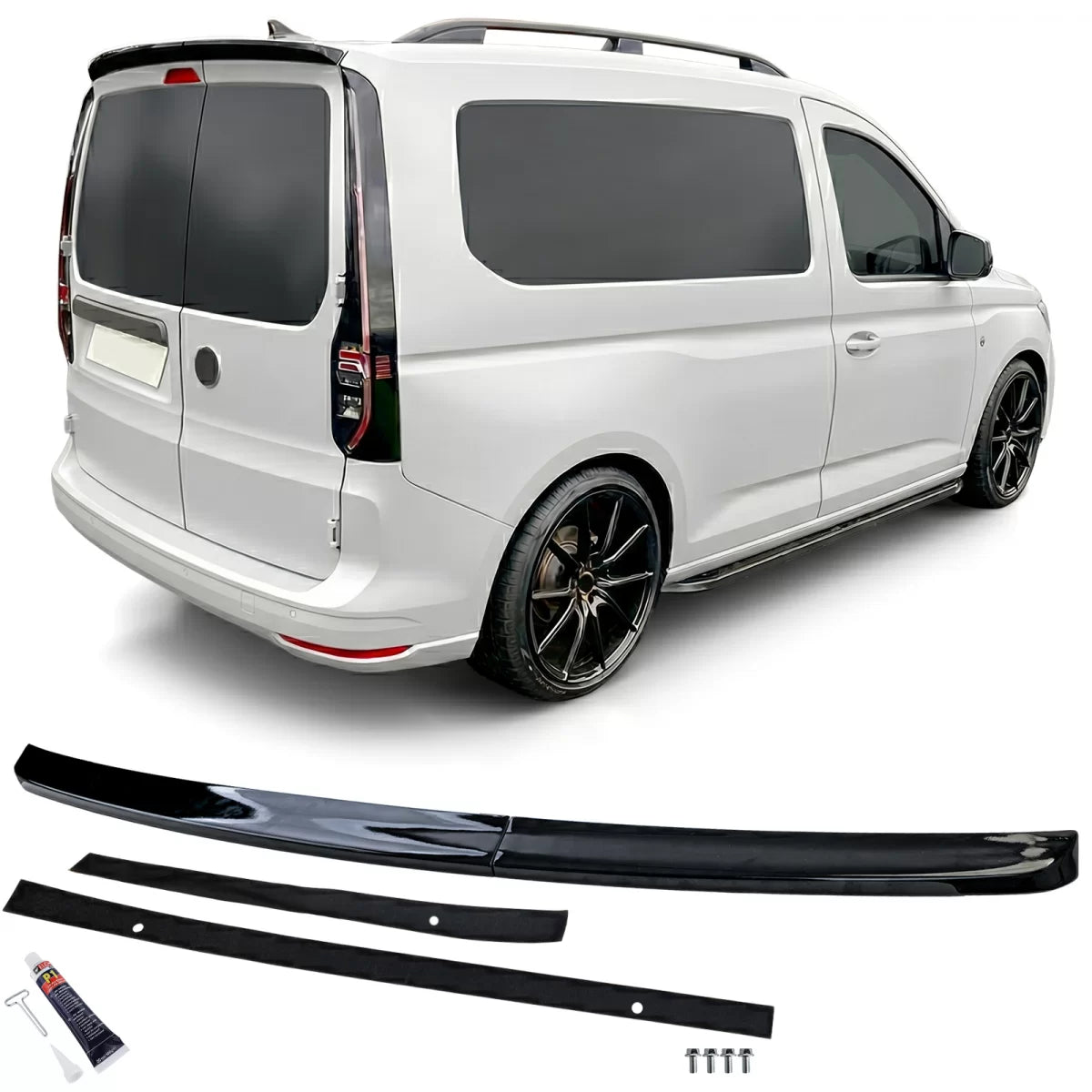 Spoiler Posteriore Sportivo Nero Lucido per Volkswagen Caddy V dal 2021