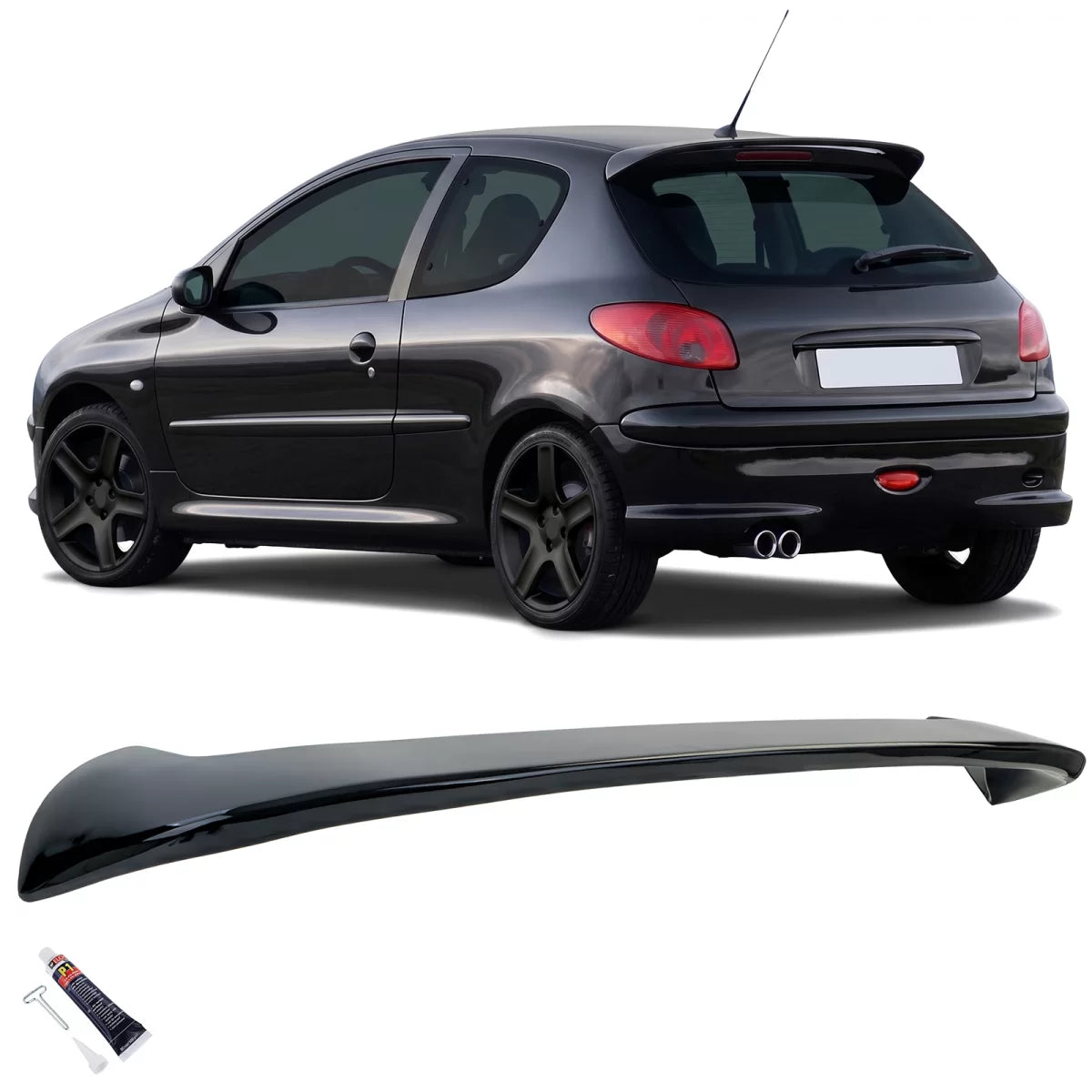 Spoiler Posteriore Sportivo Nero Lucido per Peugeot 206 Berlina 2 Volumi