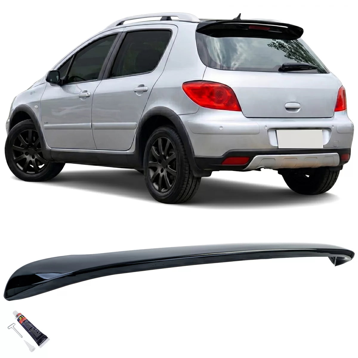 Spoiler Posteriore Sportivo Nero Lucido per Peugeot 307 2000-2008