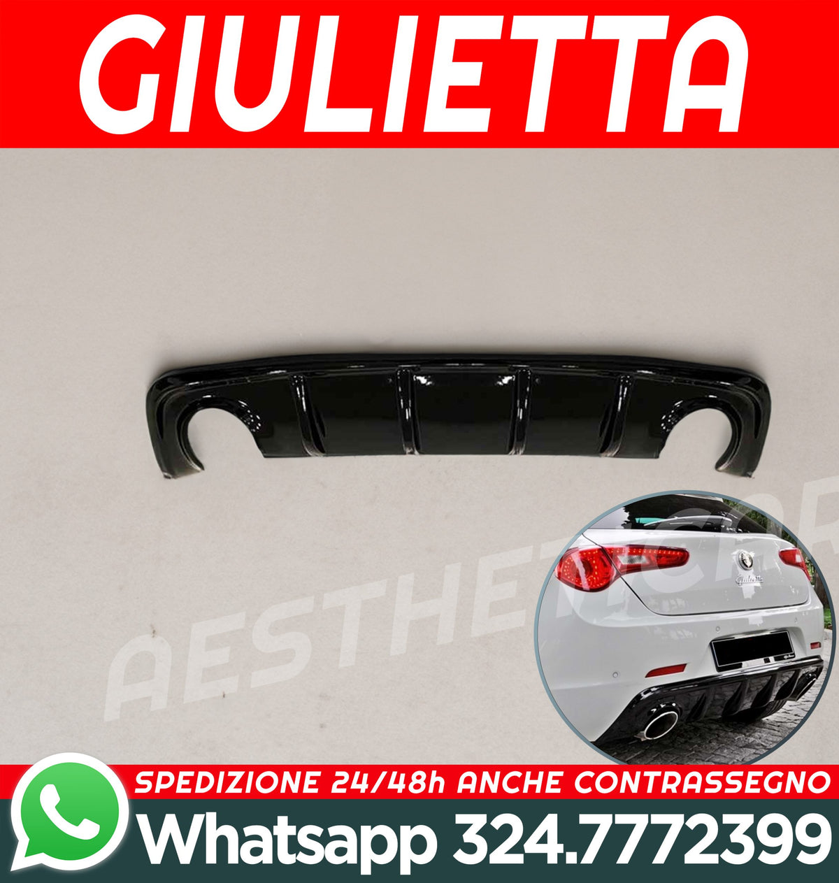 Alfa Romeo Giulietta Diffusore Dam Lucido Doppio Scarico *SPORT Look* ABS Spoiler – vista 3