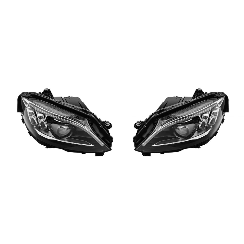 Fari LED Anteriore Sinistro e Destro con Base Cromata per Mercedes Classe C