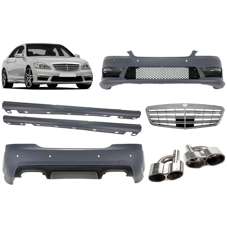 Minigonne a Design Type S65 per Mercedes Classe S W221 Long Wheelbase 2006-2013