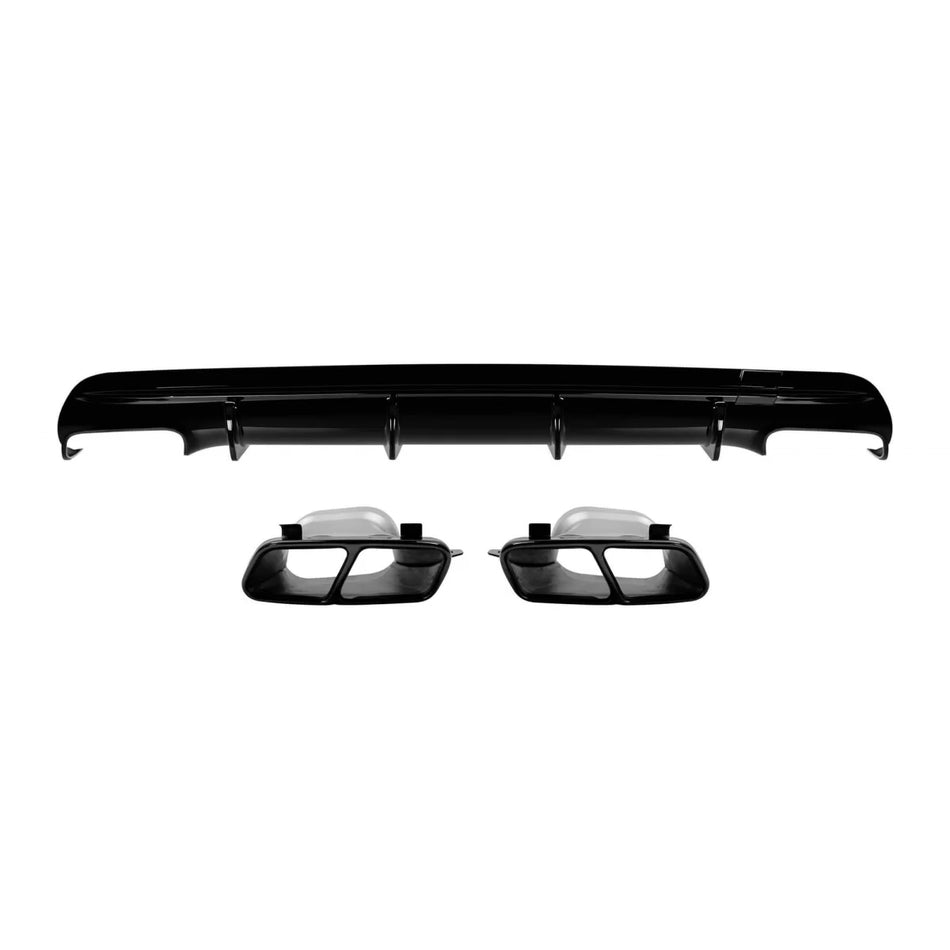 Diffusore Posteriore con Punte Nere per Mercedes CLA C117 2013-2015