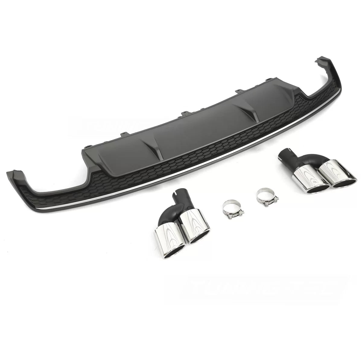 Diffusore Doppio Scarico Argento Nero Sport S Style per Audi A7 C7 14-18