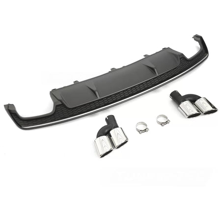 Diffusore Doppio Scarico Argento Nero Sport S Style per Audi A7 C7 14-18