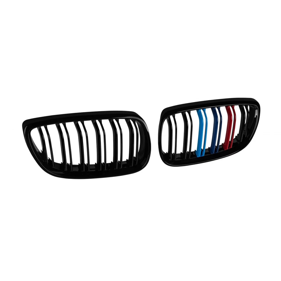 Griglie Doppie Nere Lucide con Decorazione M per BMW Serie 3 E92 2006-2009
