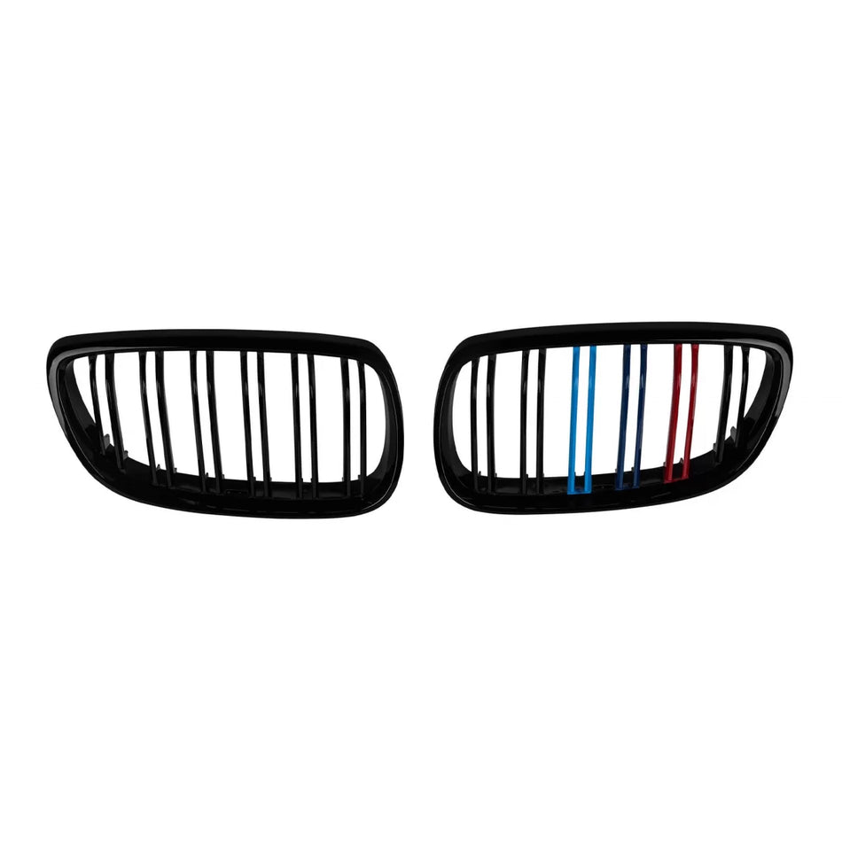 Griglie Doppie Nere Lucide con Decorazione M per BMW Serie 3 E92 2006-2009
