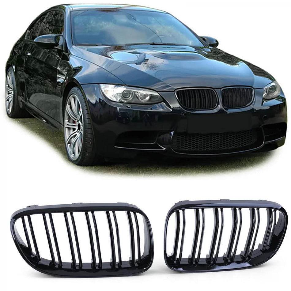 Griglia Doppia Alette Nera Lucida Anteriore per BMW Serie 3 E92 E93 2010-2013