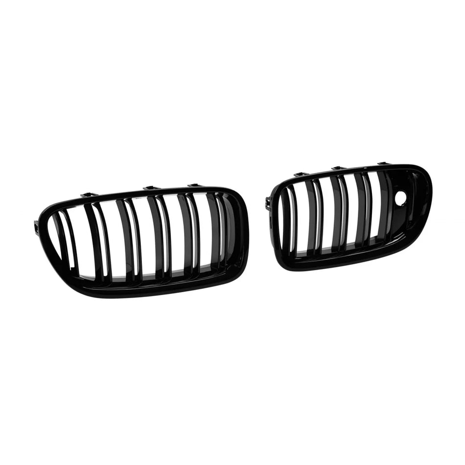 Griglia Doppia a Listelli Neri Lucidi Anteriore per BMW Serie 5 F10 2013-2017
