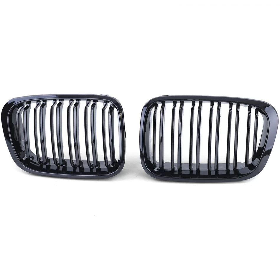 Griglia Doppia Alette Lucida Anteriore per BMW Serie 3 E46 98-01 Berlina Touring