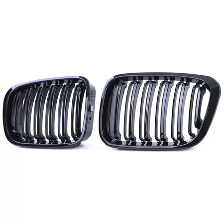 Griglia Doppia Alette Lucida Anteriore per BMW Serie 3 E46 98-01 Berlina Touring